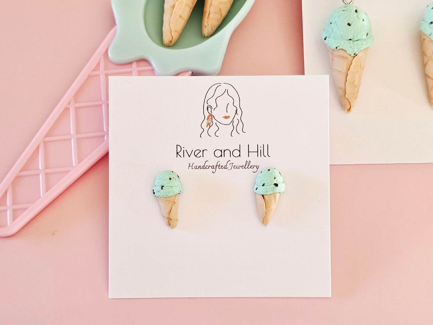 Ice Cream Cone Chocolate Mint Studs