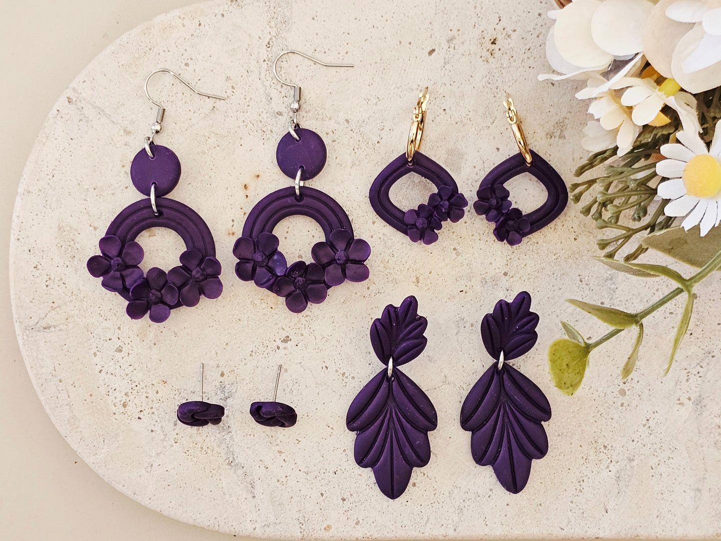 Daily Colour Purple Floral Hoops