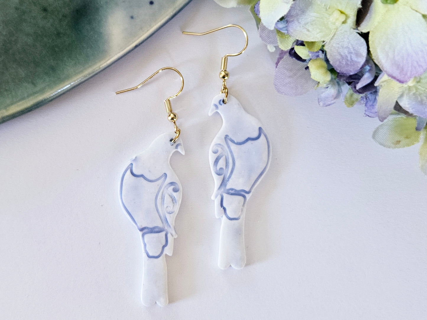 Porcelain Kererū Earrings