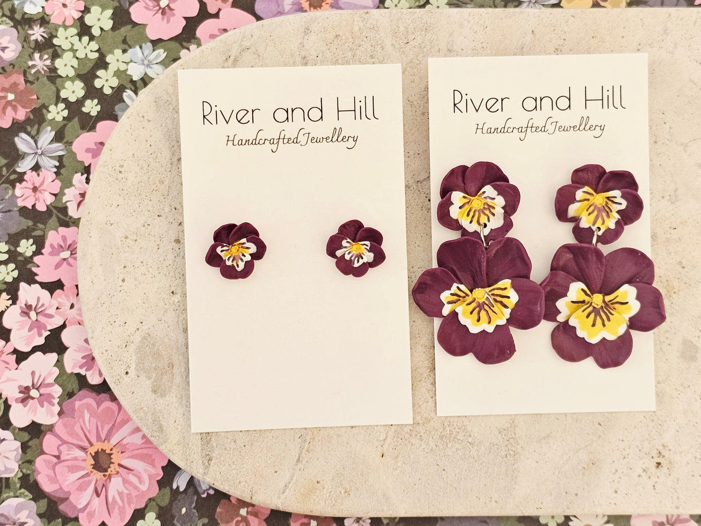 Pansy Statement Earrings Purple