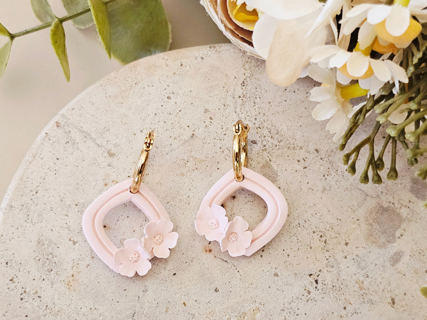 Daily Colour Pastel Pink Floral Hoops