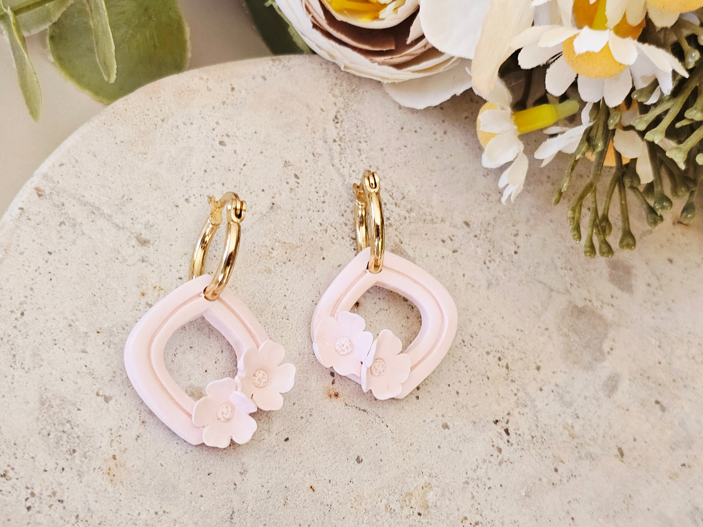 Daily Colour Pastel Pink Floral Hoops