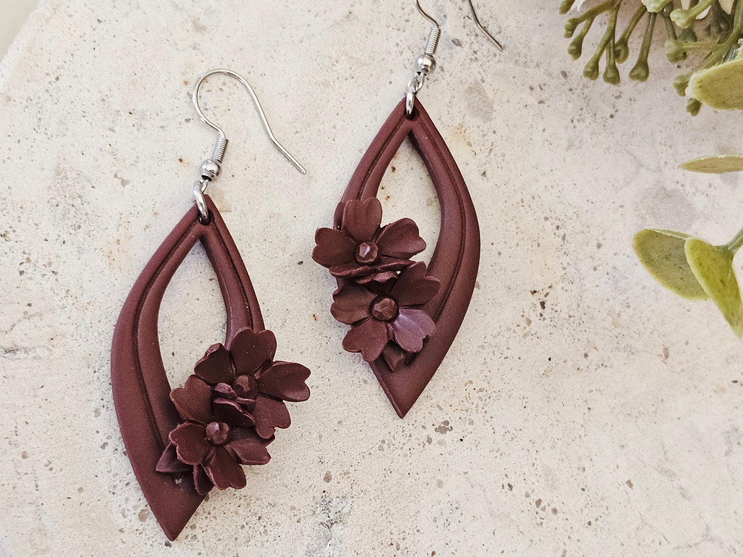 Daily Colour Chocolate Brown Floral Earrings