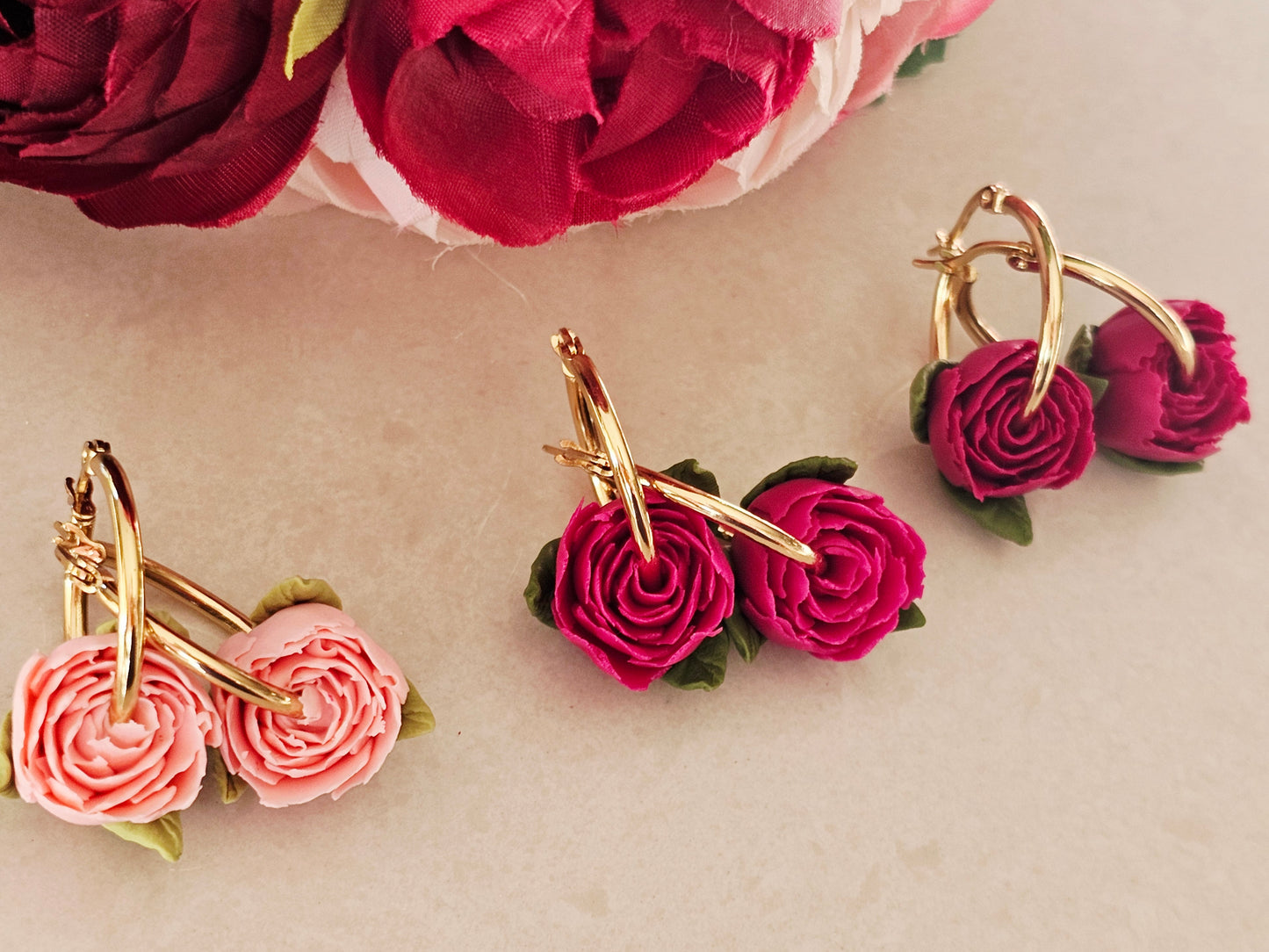 Peonies Magenta Hoops