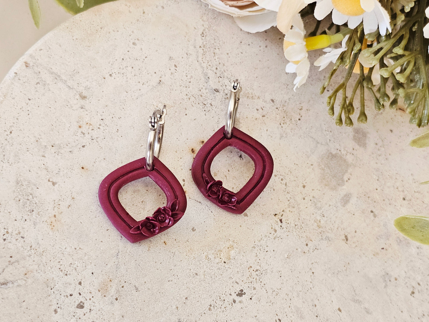 Daily Colour Burgundy Floral Hoops