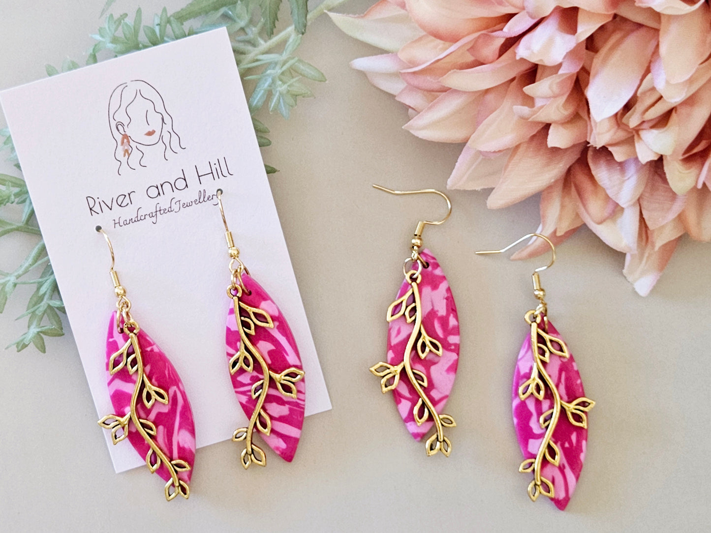 Scraps to Statements Pink Vine Earrings