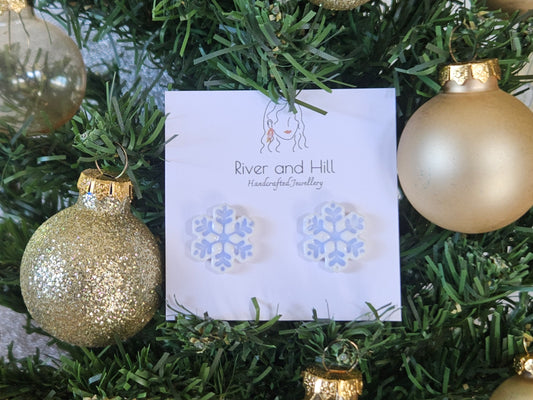 Christmas Porcelain Look Snowflake Studs