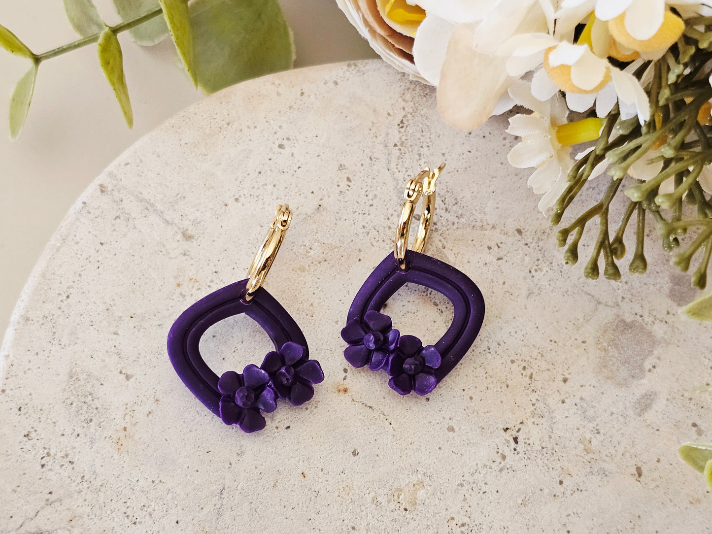 Daily Colour Purple Floral Hoops
