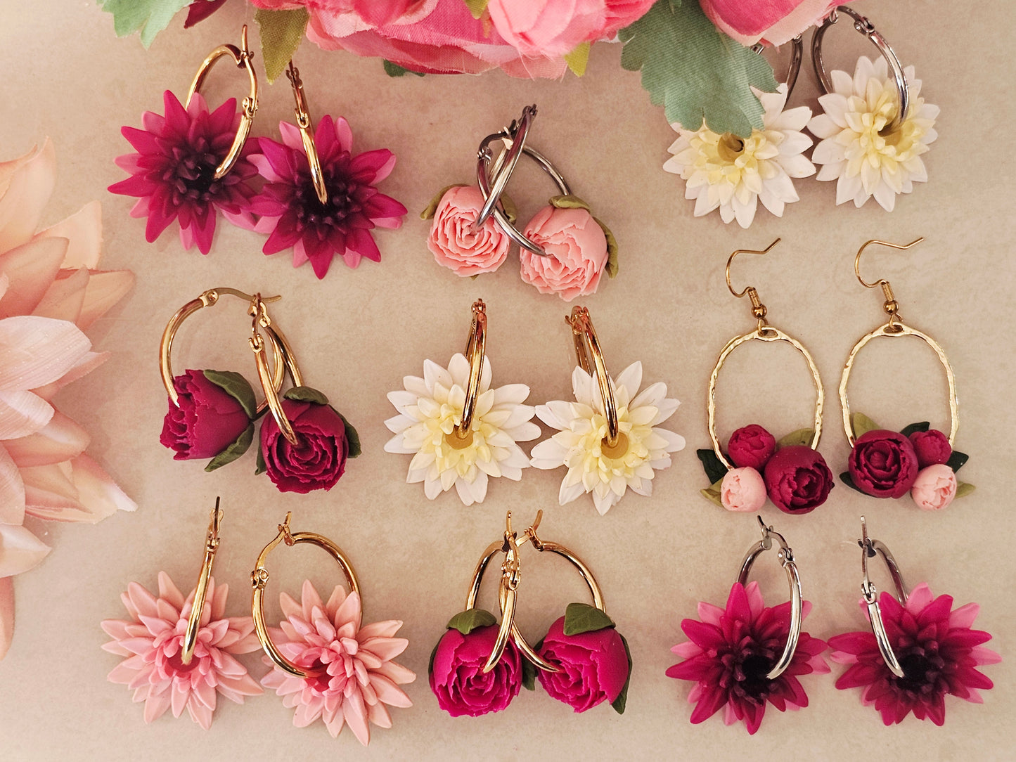 Peonies Magenta Hoops