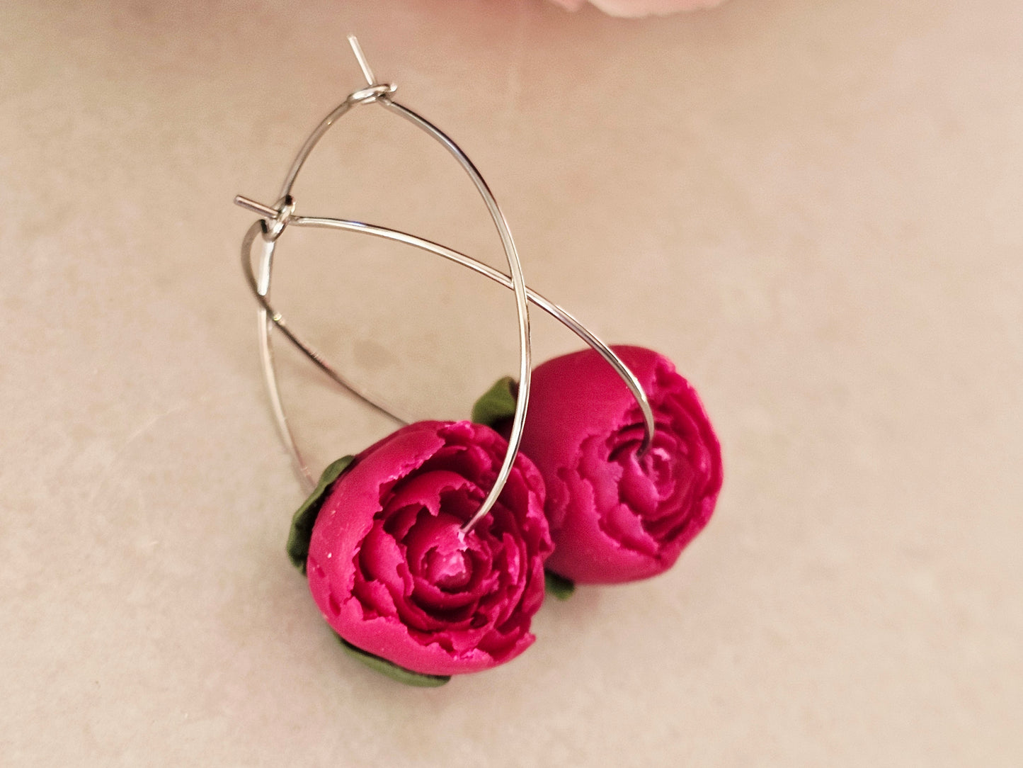Peonies Dainty Hoops