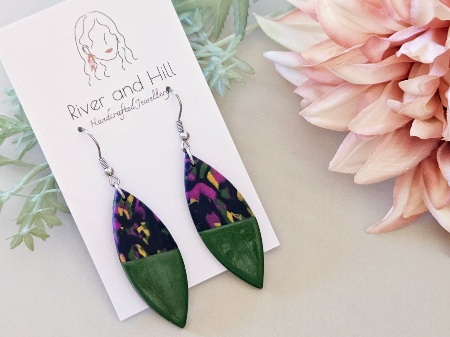 Scraps to Statements Green Earrings