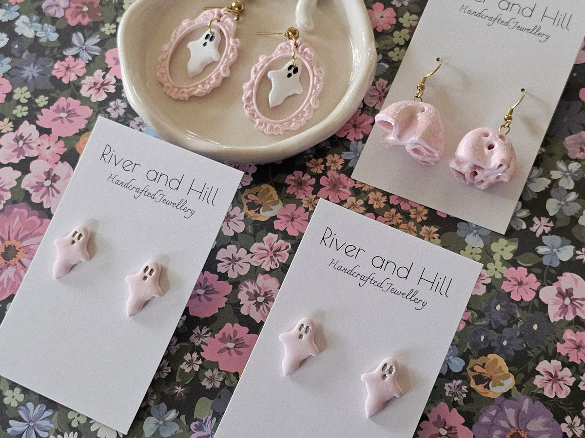 Halloween Pink Ghost Earrings