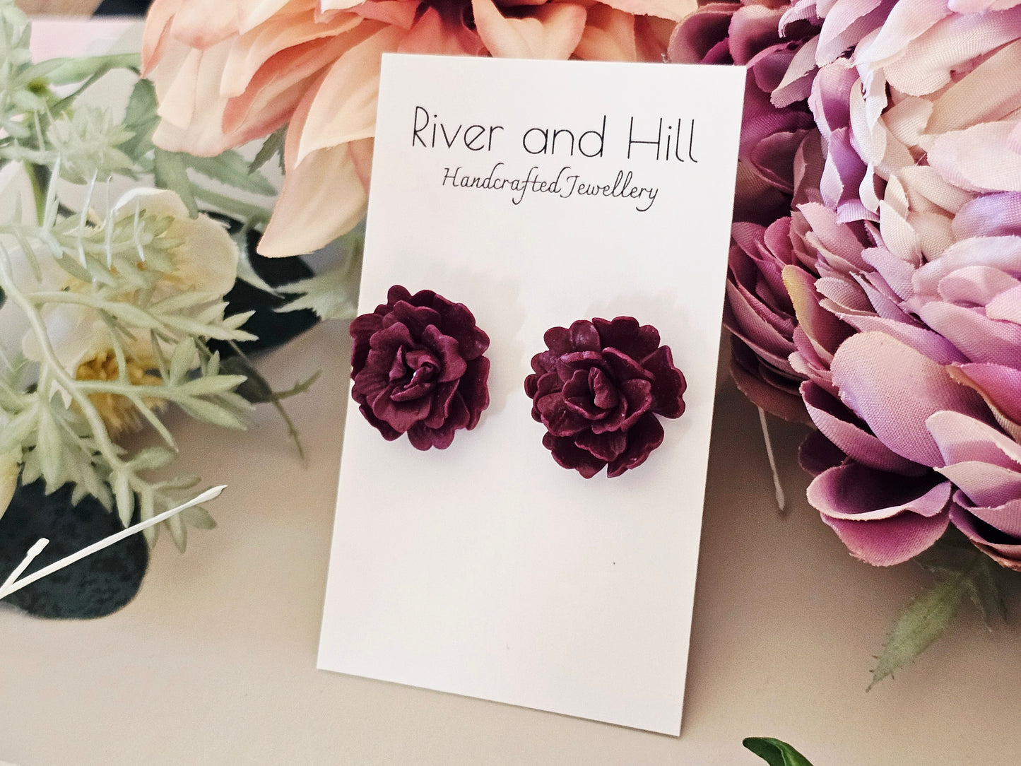 Carnation and Bumble Bee Earrings