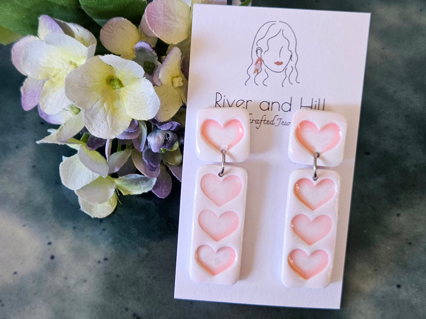 Porcelain Aroha Rectangle Earrings