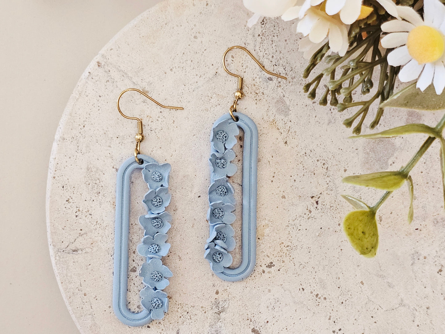 Daily Colour Powder Blue Floral Earrings