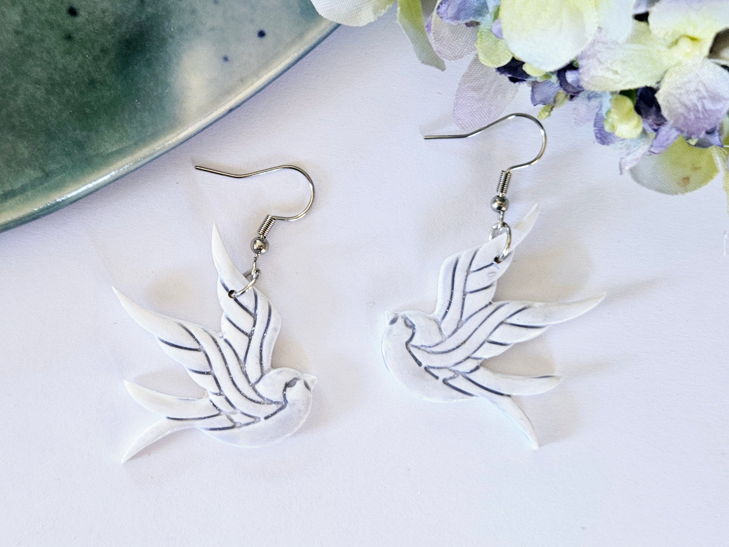 Porcelain Blue Bird Earrings