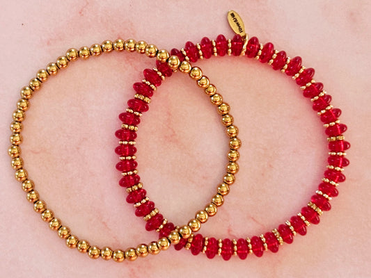 Stacking Bracelets Red Glass Stack