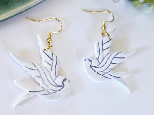 Porcelain Blue Bird Earrings
