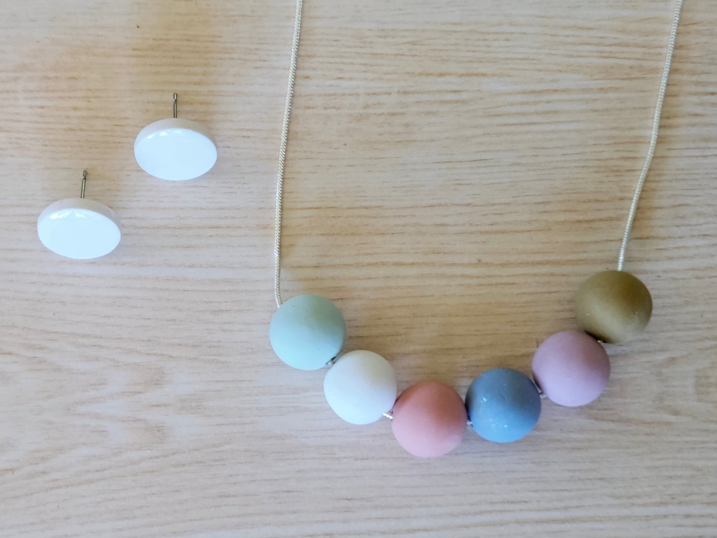 Contemporary Long Statement Sterling Silver Necklace Pastels