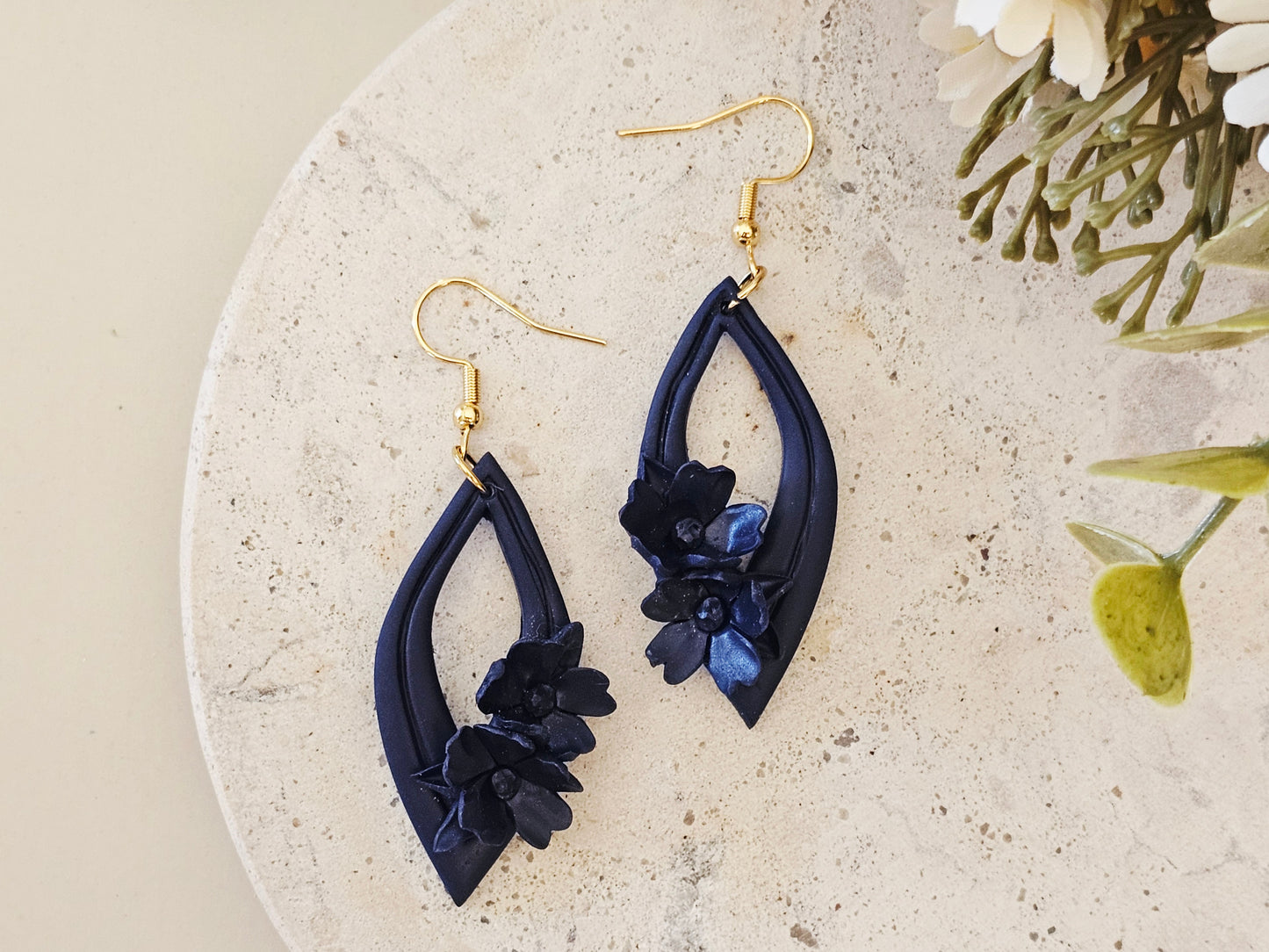 Daily Colour Navy Blue Floral Earrings