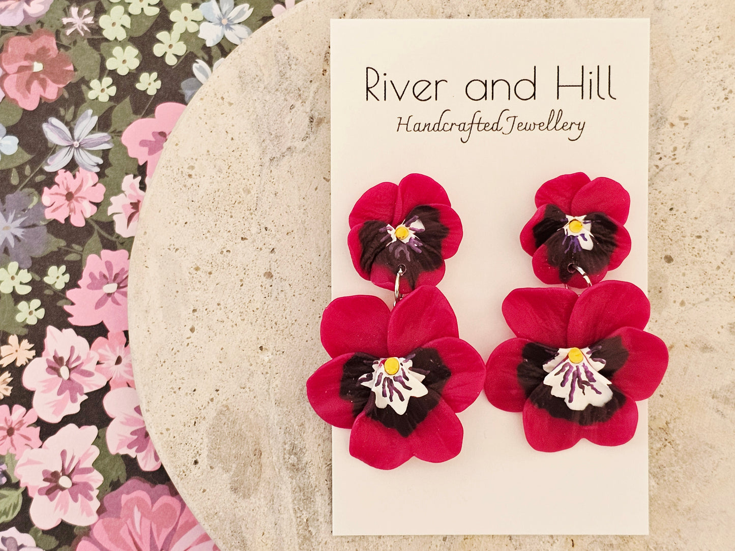 Pansy Statement Earrings Pink