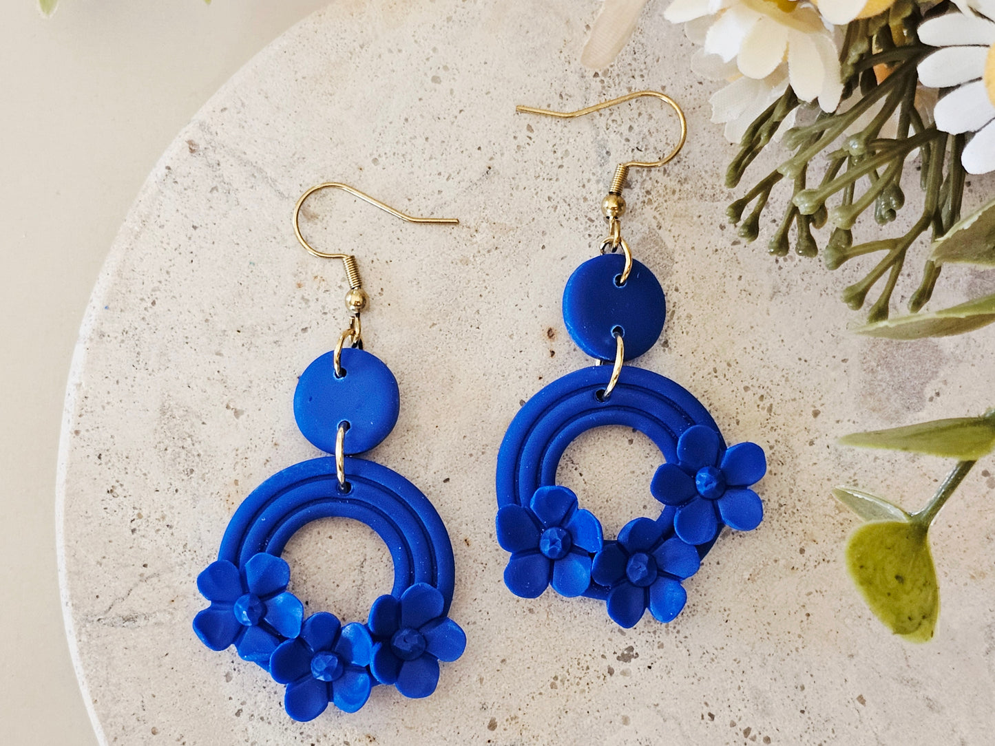 Daily Colour Bright Blue Floral Earrings