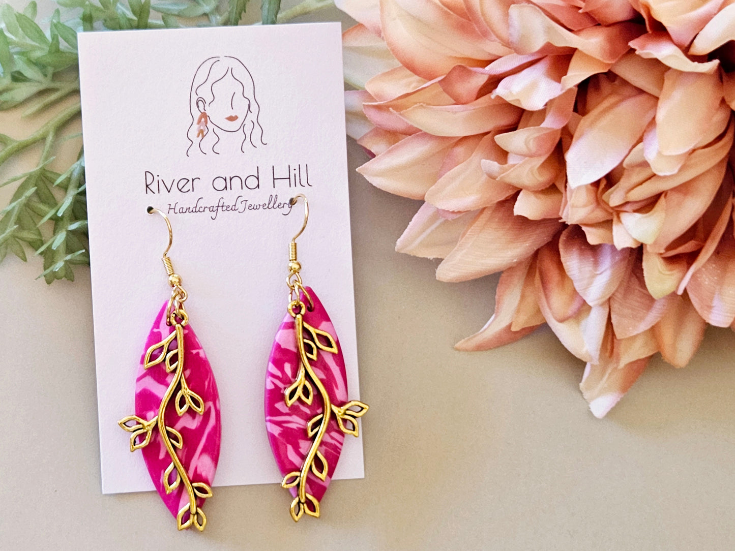 Scraps to Statements Pink Vine Earrings