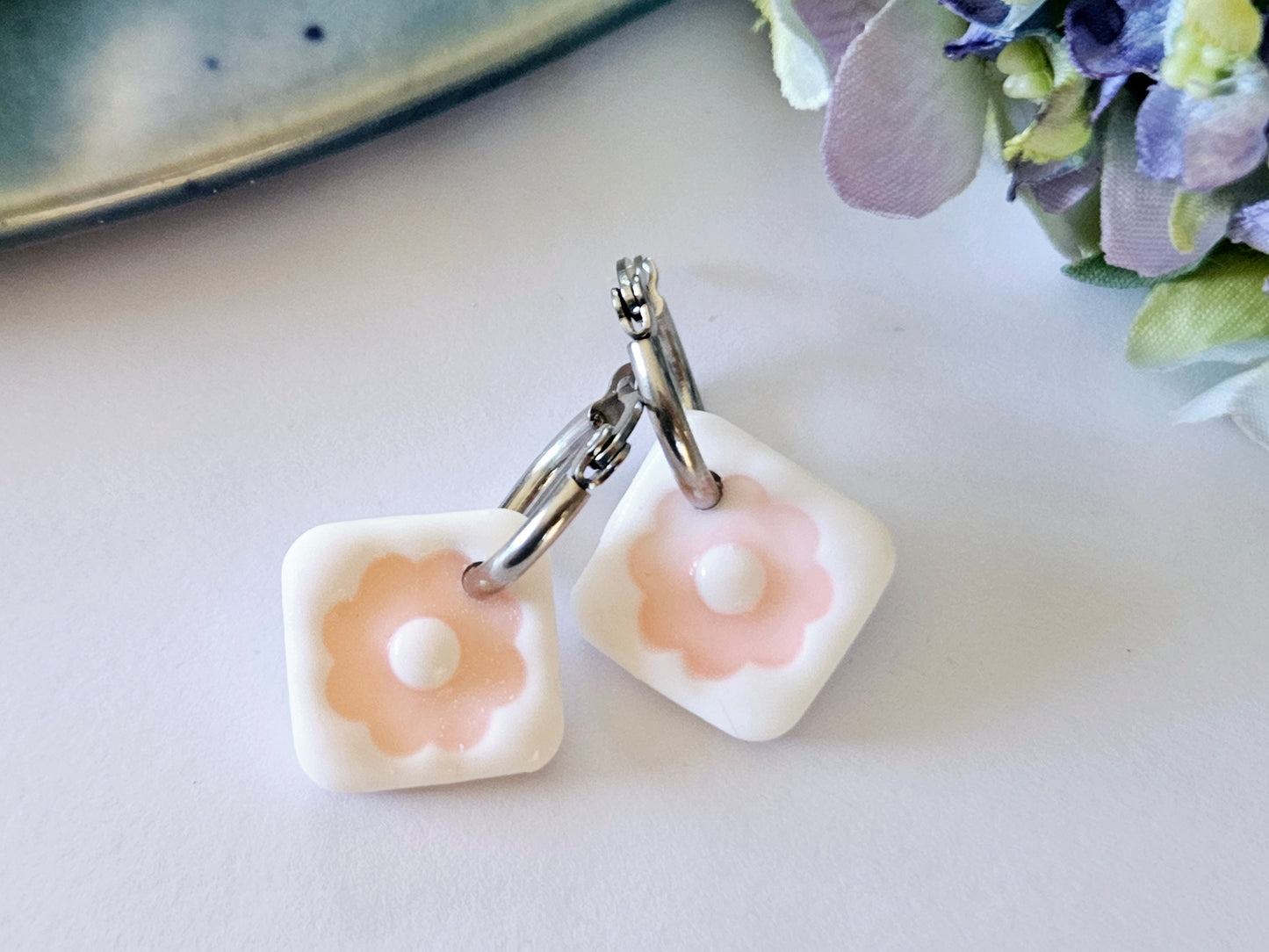 Porcelain Blossom Hoops