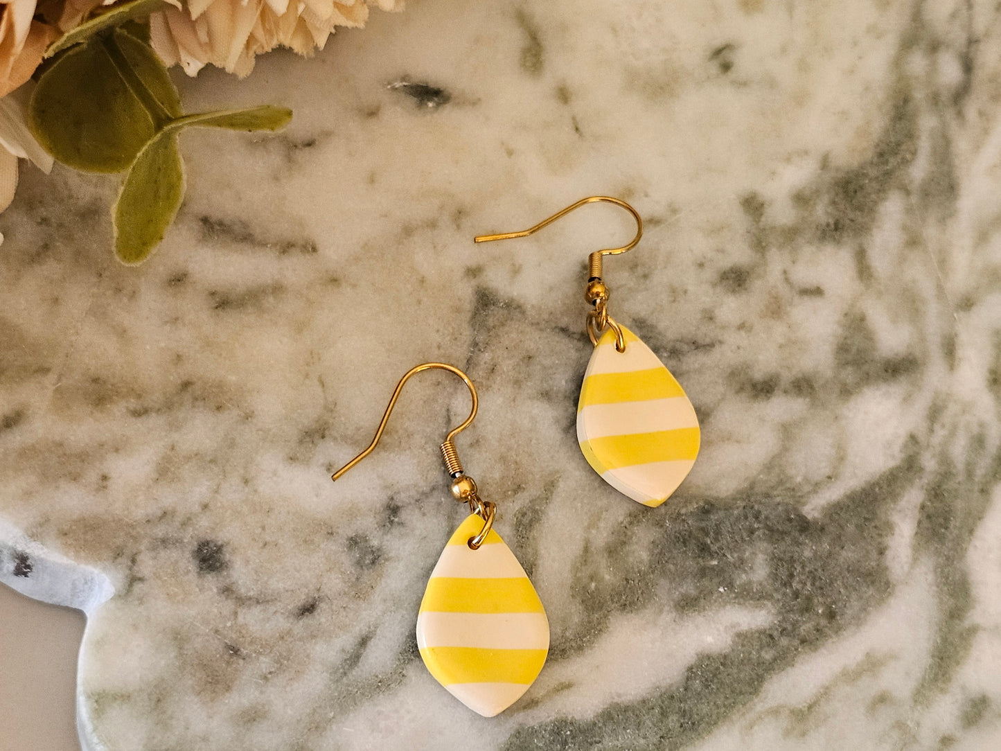 Striped Dainty Earrings Yellow