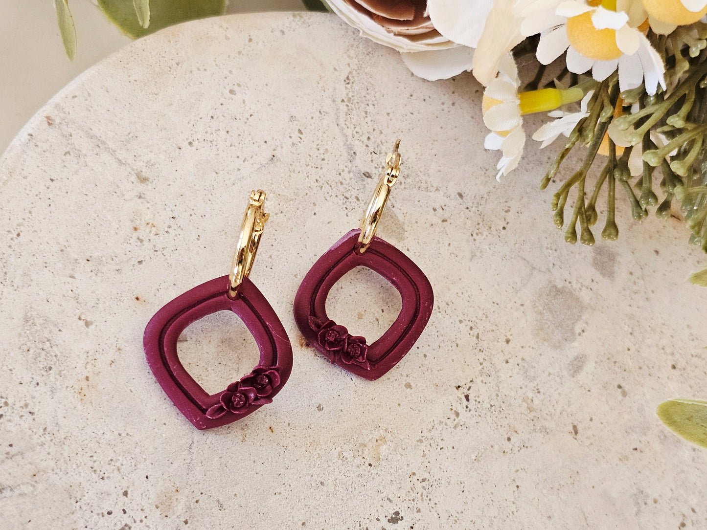 Daily Colour Burgundy Floral Hoops