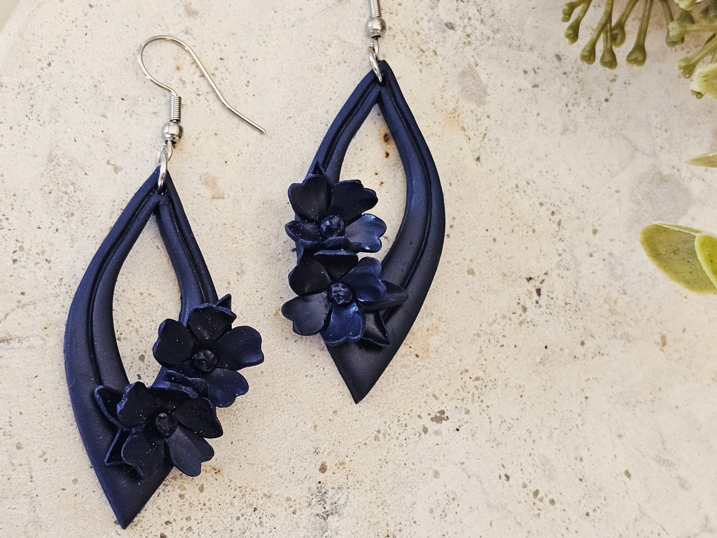 Daily Colour Navy Blue Floral Earrings