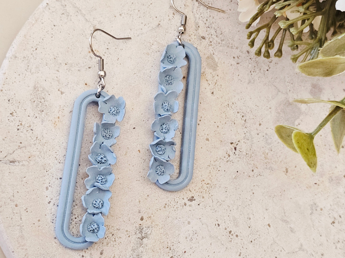Daily Colour Powder Blue Floral Earrings