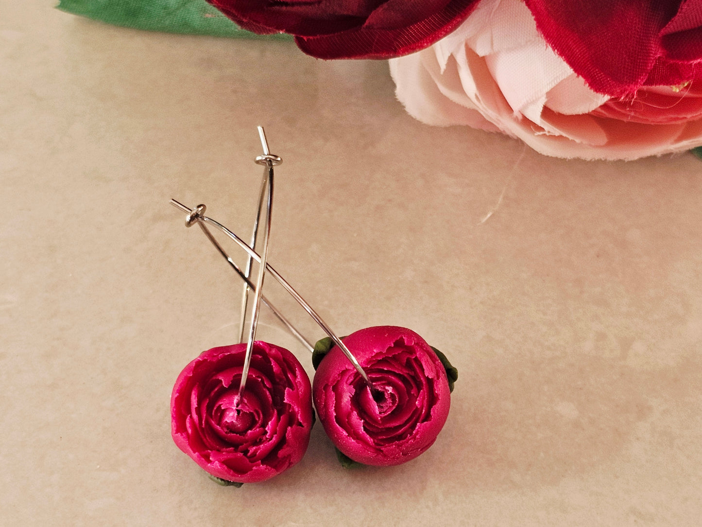 Peonies Dainty Hoops