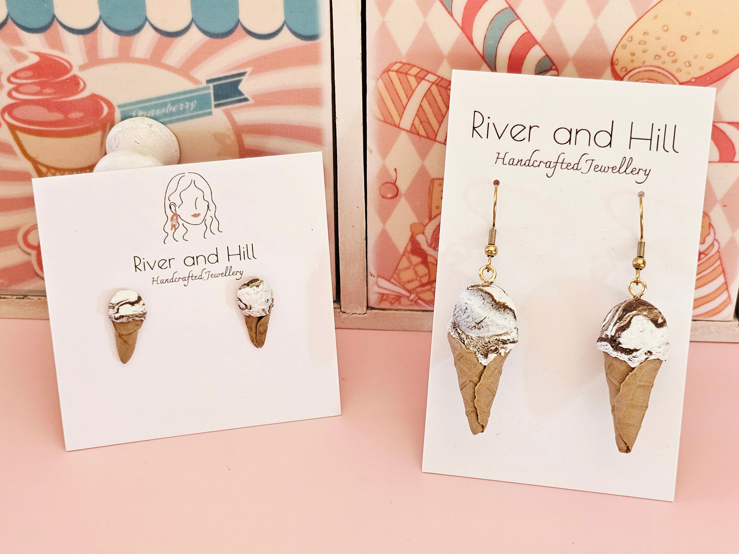 Ice Cream Cone Chocolate Swirl Studs