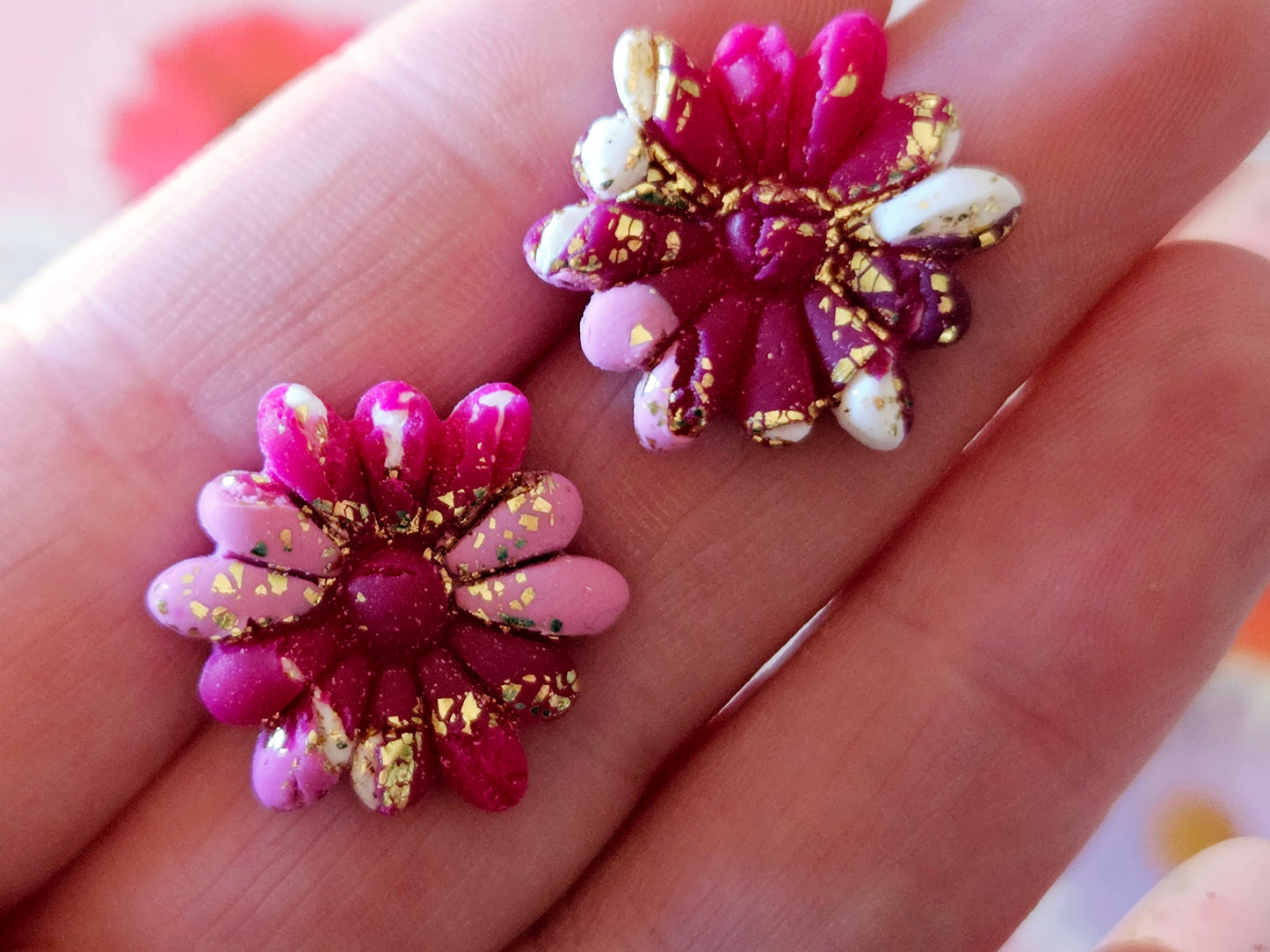 Girls Flower Statement Studs