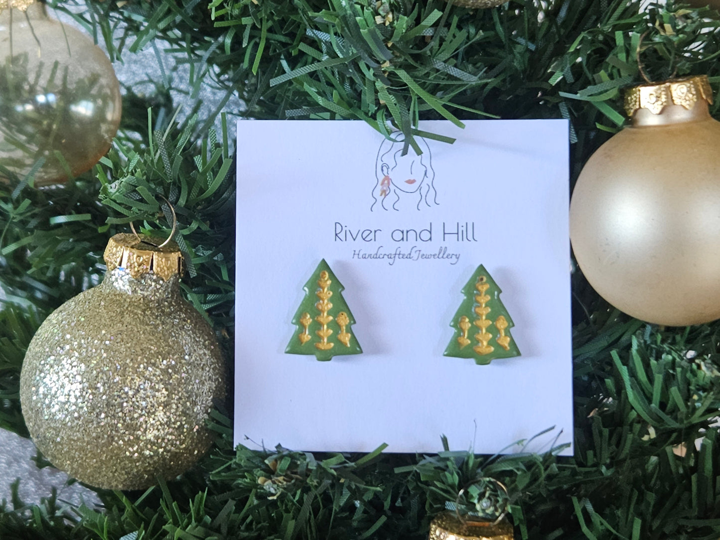 Christmas Folk Tree Studs