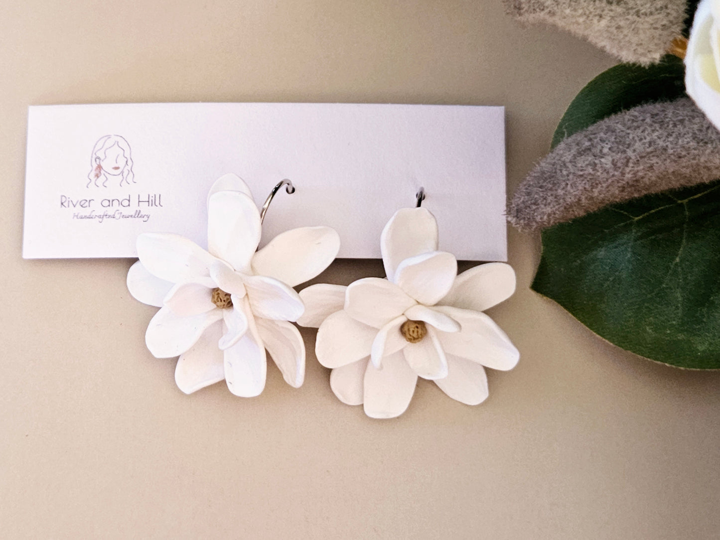 Magnolia French Hook Earrings White