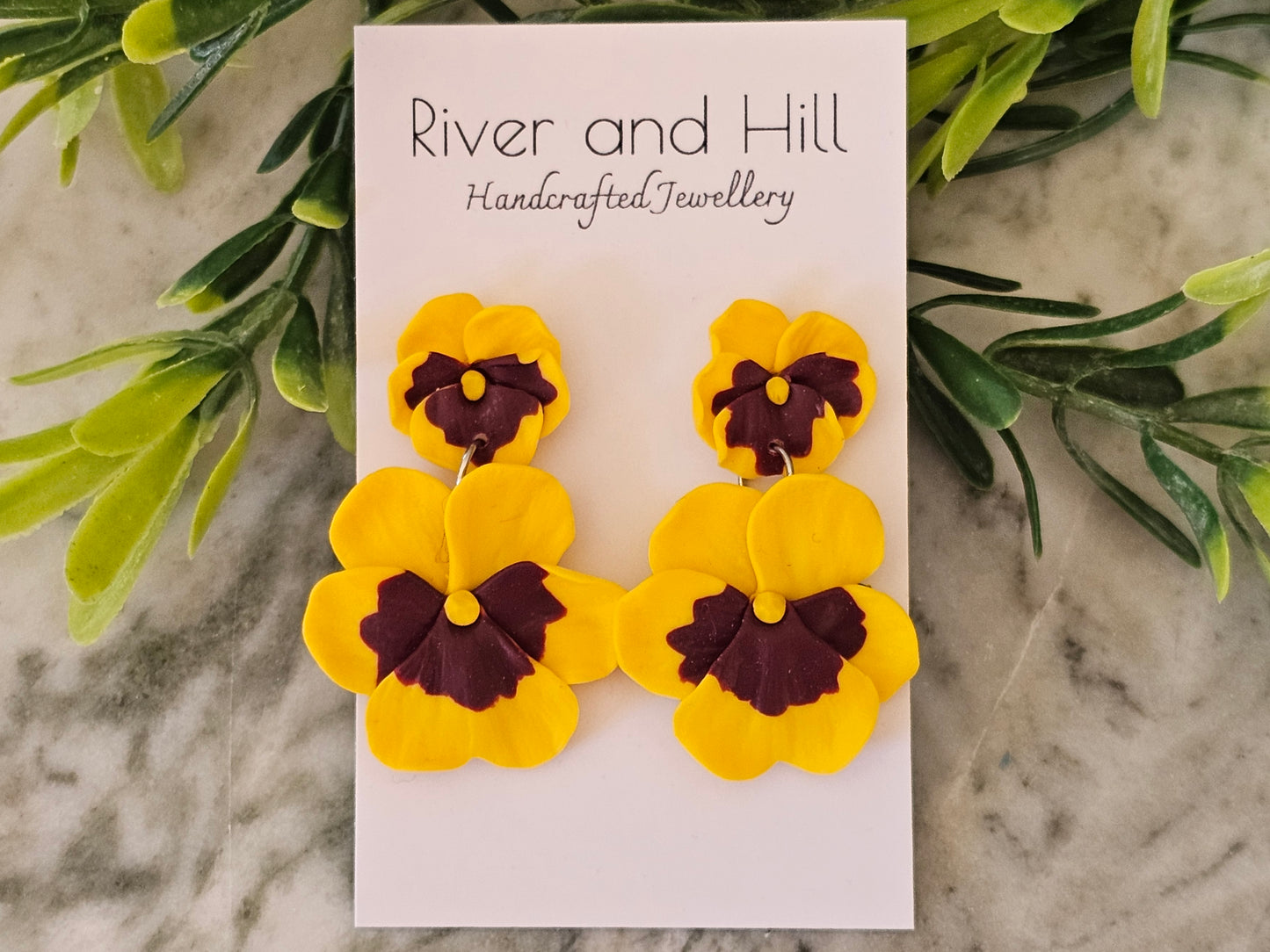 Pansy Statement Earrings Yellow