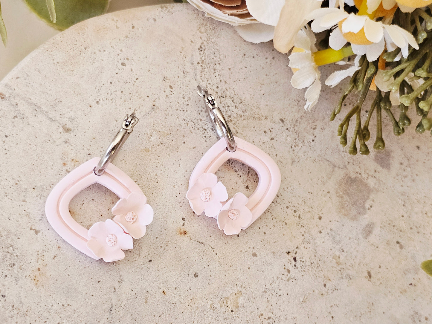 Daily Colour Pastel Pink Floral Hoops