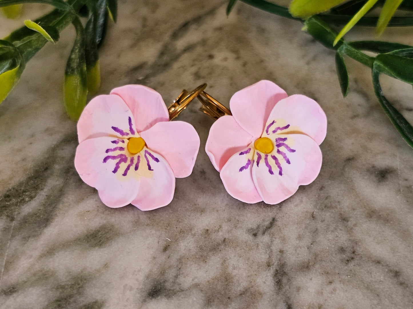 Pansy French Hook Light Pink Earrings