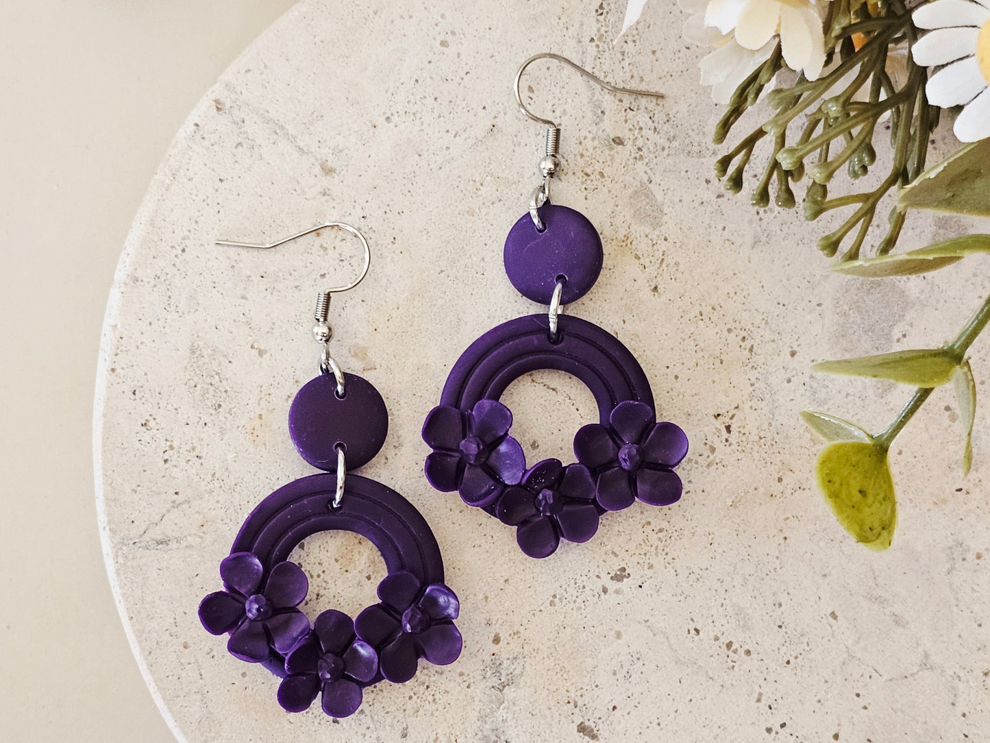 Daily Colour Purple Floral Earrings