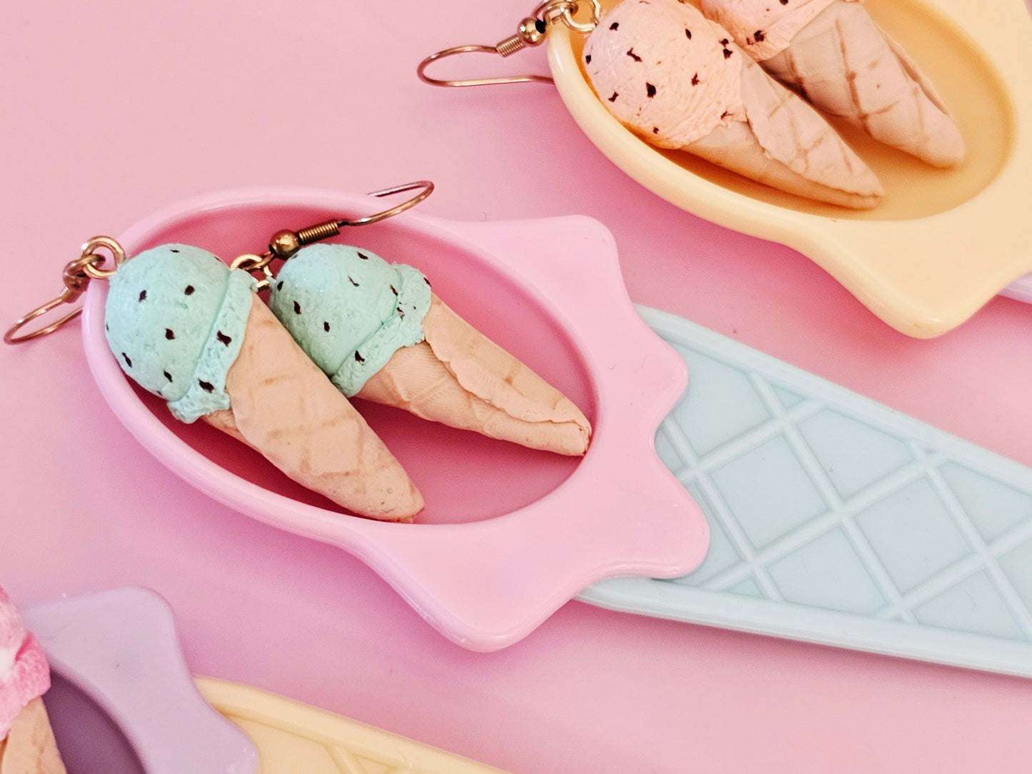 Ice Cream Cone Chocolate Mint Earrings
