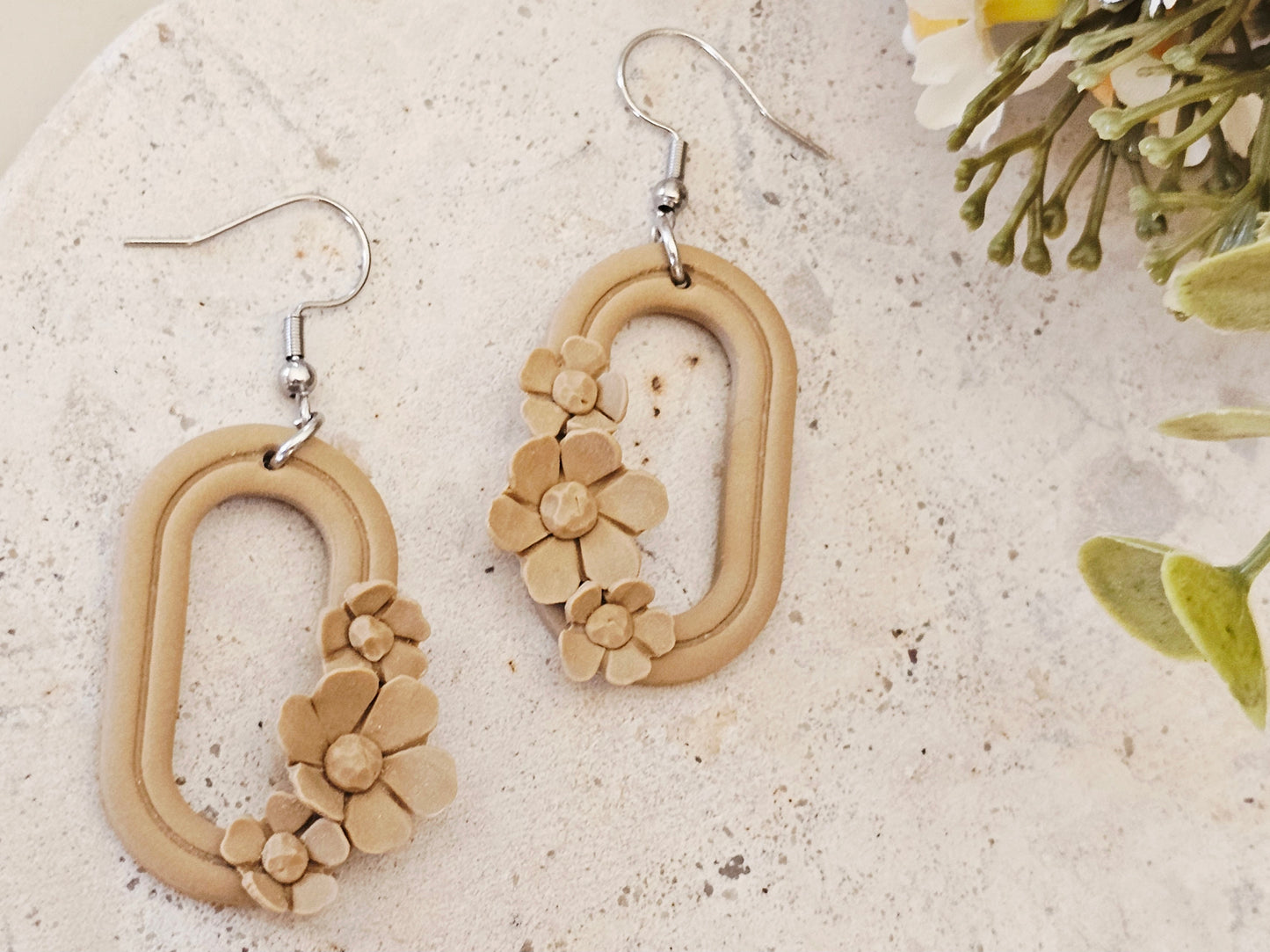 Daily Colour Tan Floral Earrings
