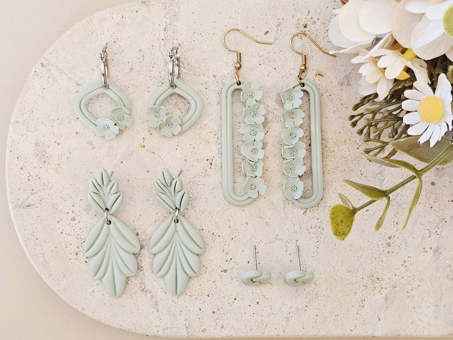 Daily Colour Sage Green Floral Earrings
