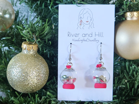 Christmas Glass Snow Globe Earrings