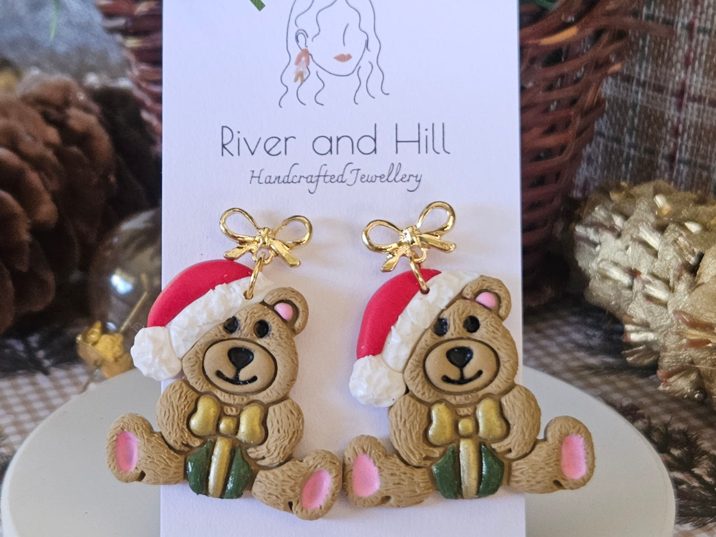 Christmas Teddy Bear Earrings