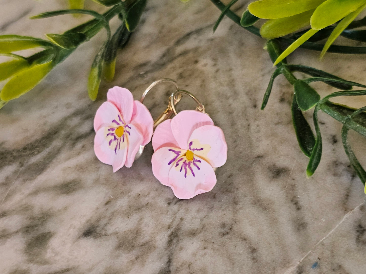 Pansy French Hook Light Pink Earrings