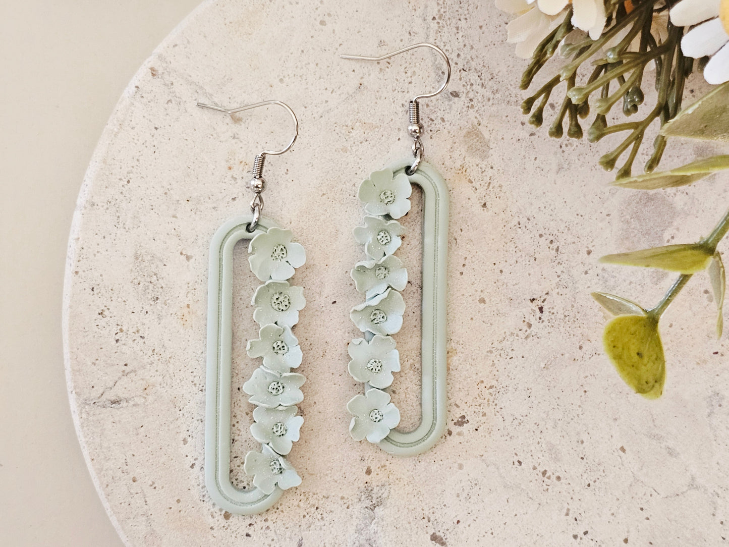 Daily Colour Sage Green Floral Earrings