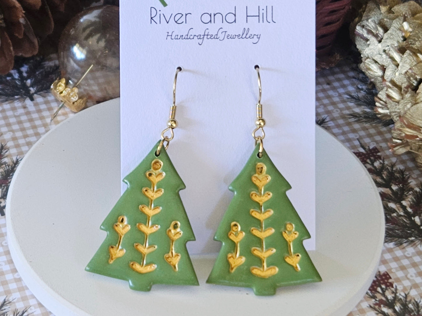 Christmas Folk Tree Hook Earrings