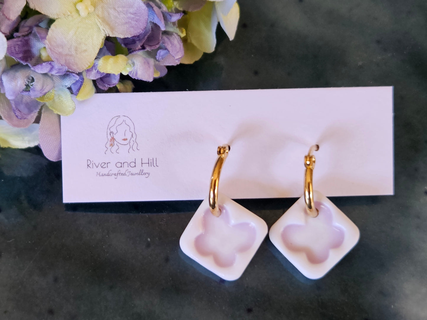 Porcelain Butterfly Hoops